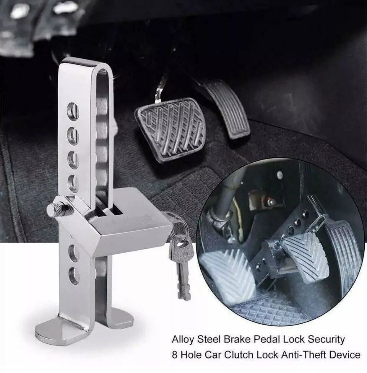 Heavy-Duty Car Pedal Lock – Anti-Theft Brake & Clutch Security Device | Universal Fit